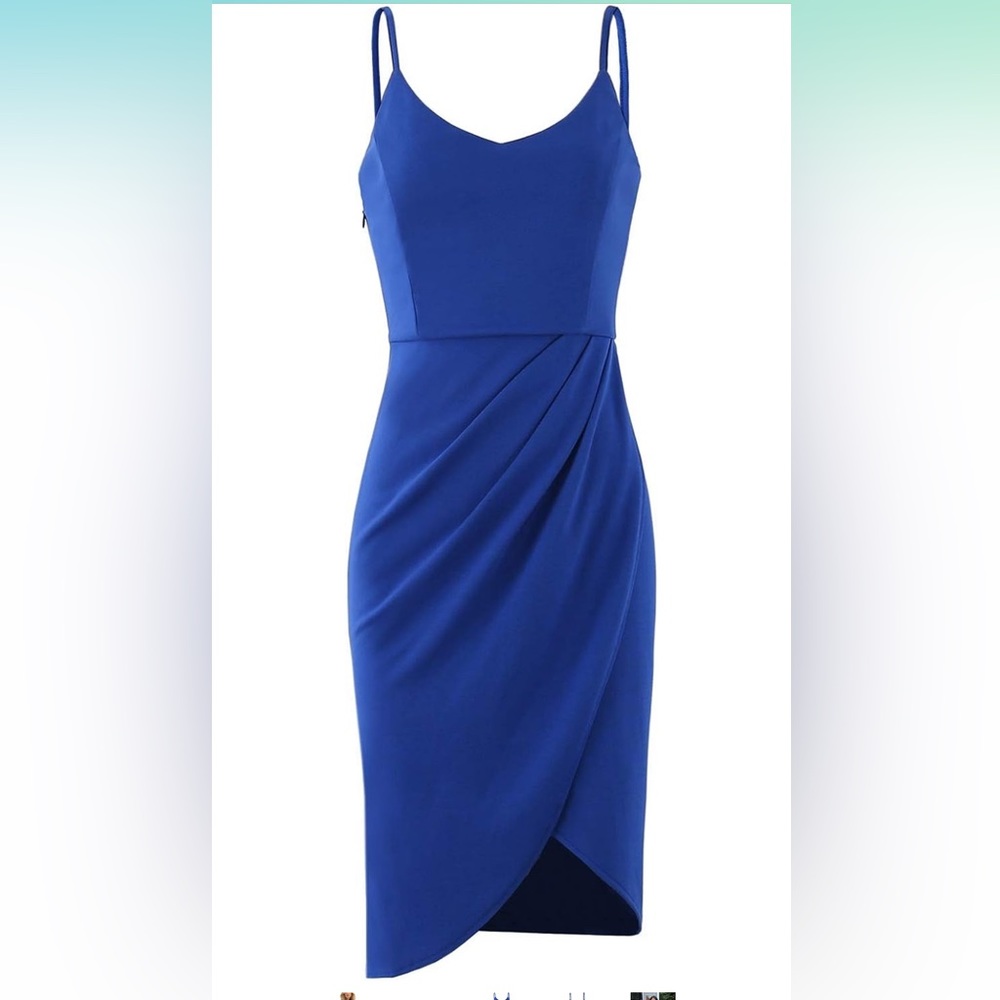 Women's Blue Spaghetti Strap Body-con Party Dress